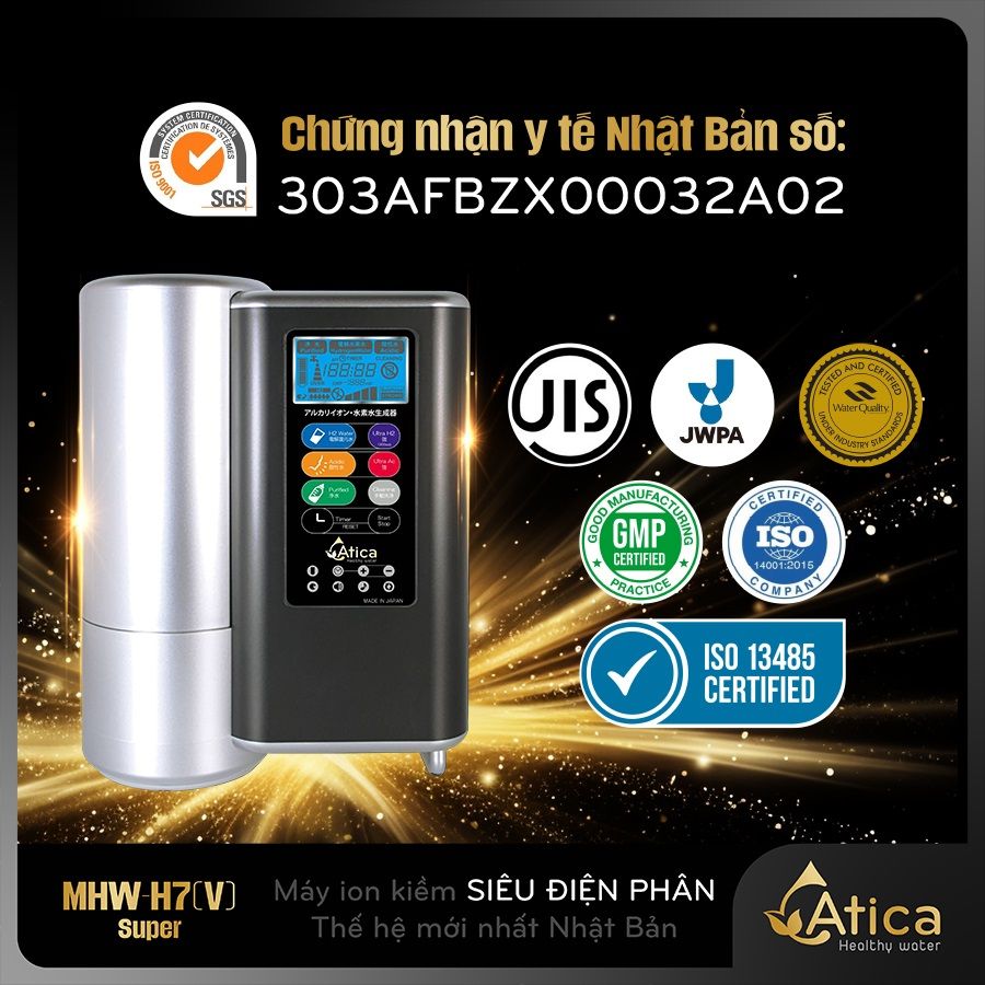  Máy lọc nước ion kiềm Siêu Điện Phân Atica SUPER MHW-H7(V) 