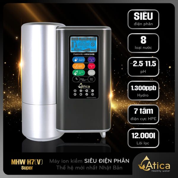  Máy lọc nước ion kiềm Siêu Điện Phân Atica SUPER MHW-H7(V) 
