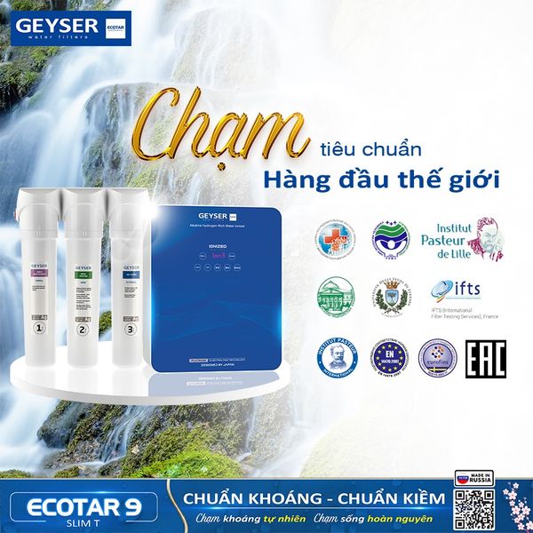  Máy lọc nước ion kiềm giàu hydro Geyser Ecotar 9 Slim T 