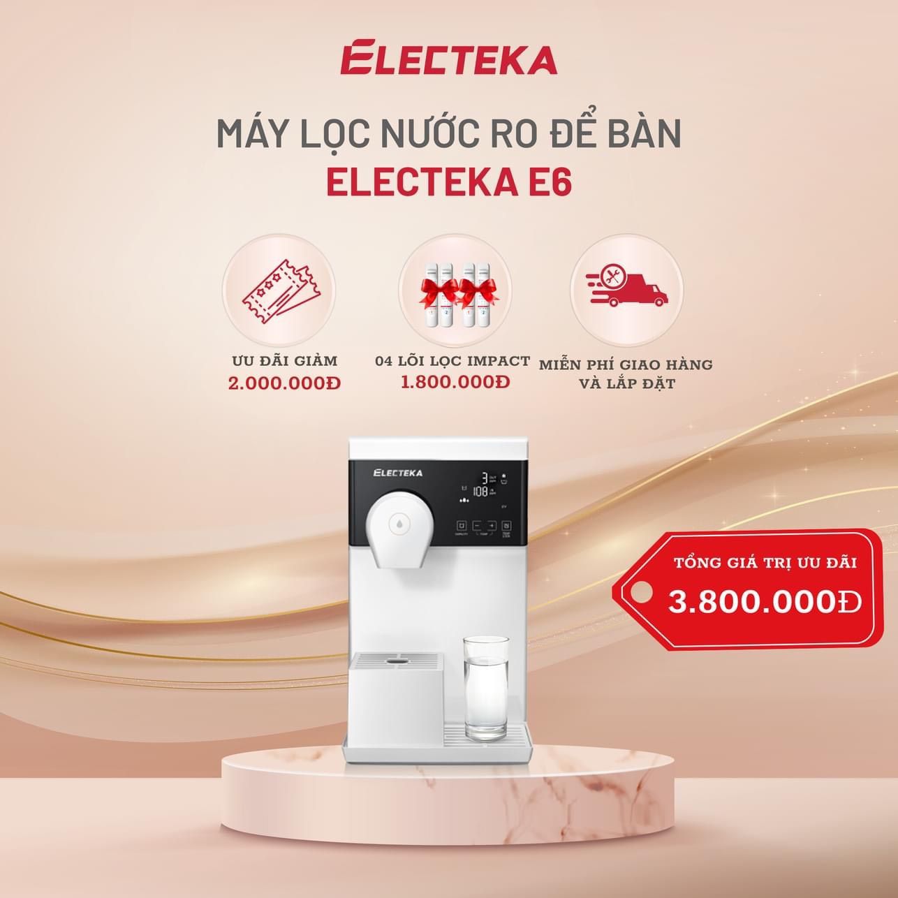  Máy lọc nước RO để bàn Electeka E6 - E8 - Bảo hành chính hãng 24 tháng - Miễn phí lắp đặt toàn quốc 