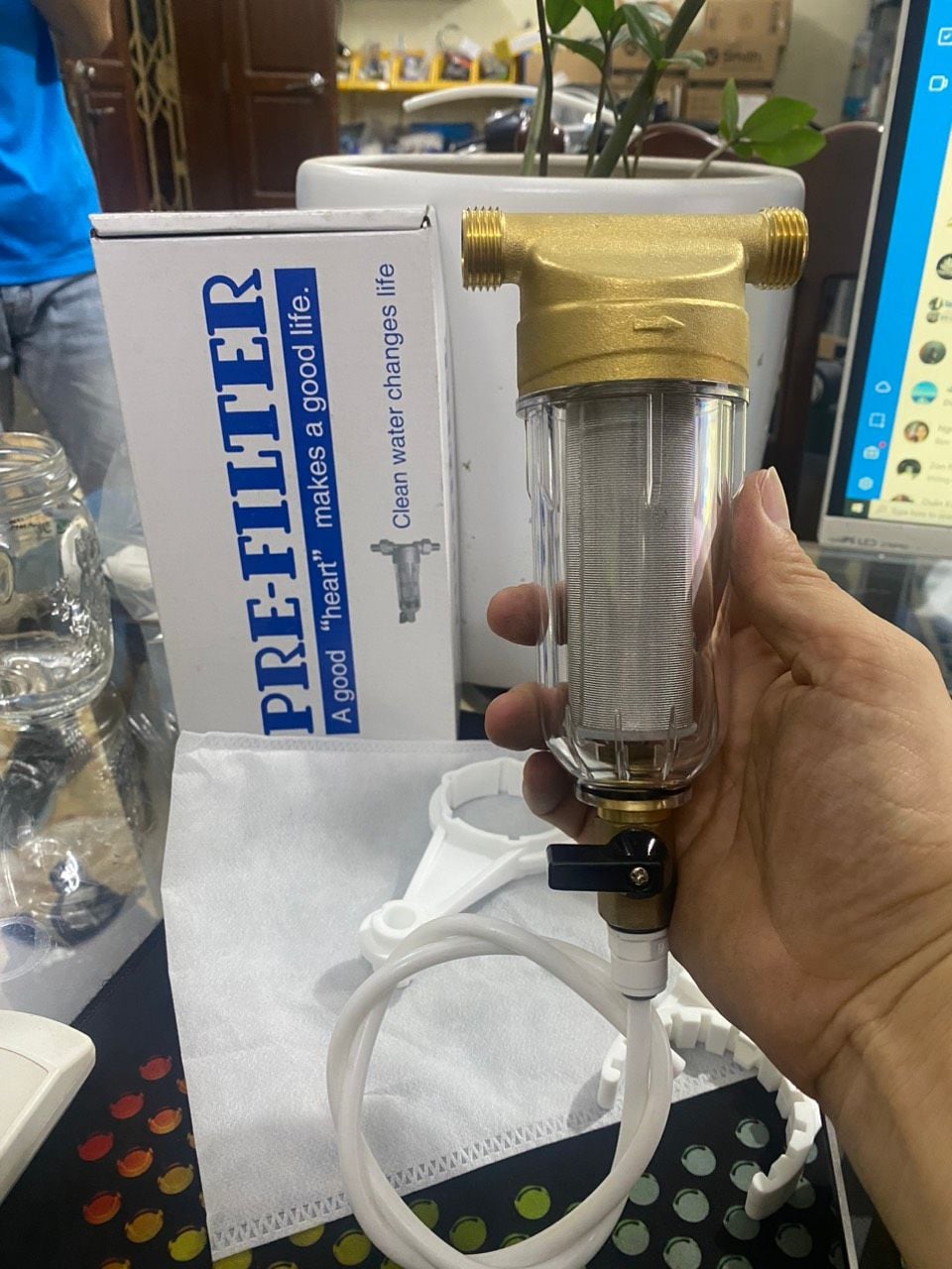  Bộ lọc nước thô đầu nguồn ren ngoài 21mm lọc cặn vẩn bùn đất xử lý nước dùng trong sinh hoạt gắn trưc tiếp đường ống 