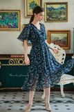  Floral Dress - Đầm voan cổ V in hoa , chun eo - D710 