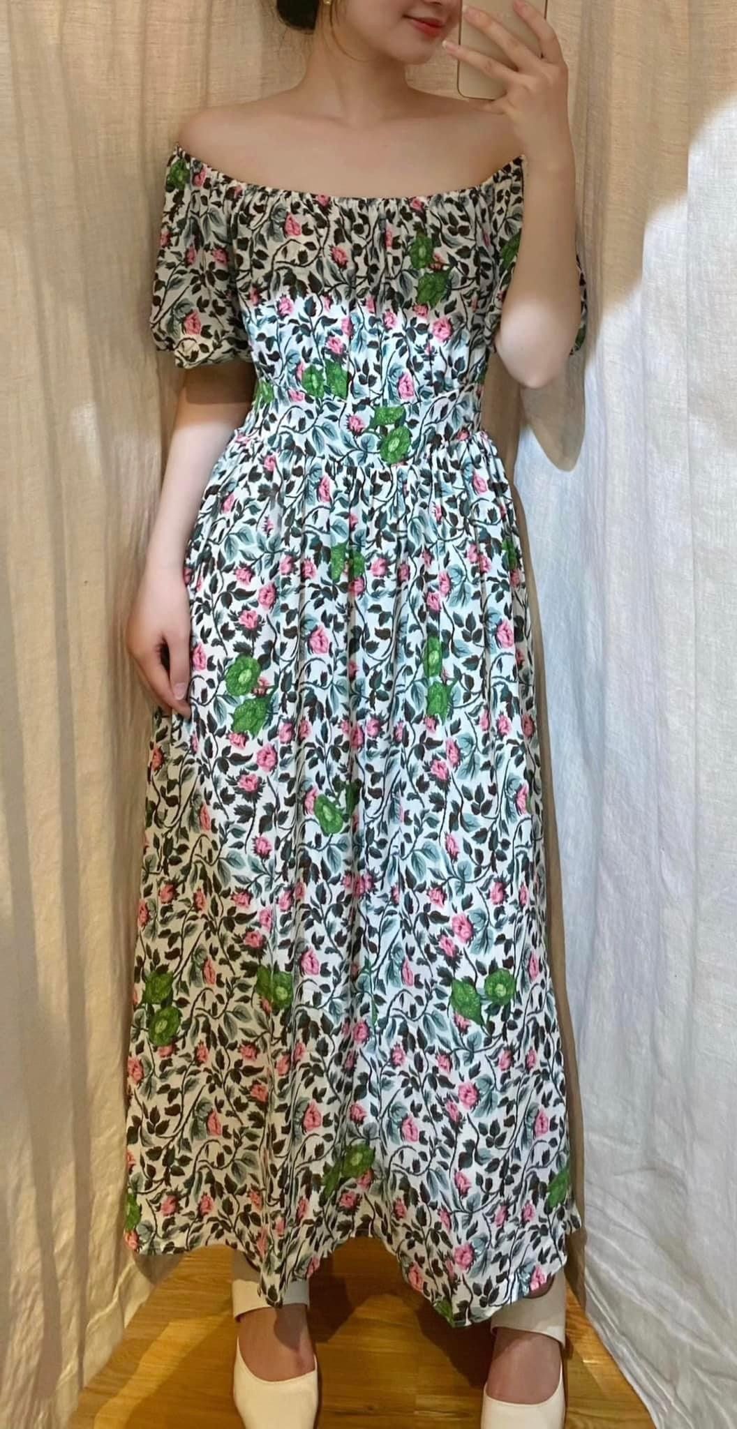  Đầm trễ vai tay ngắn - chun sau lưng - D638 