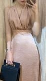  Grace - Elegant Silk Dress - Đầm Midi Cổ Yếm E40 