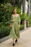  Đầm xô lụa trễ vai L34 