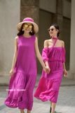  Emma Dress - Đầm xô lụa sát nách tím D53 