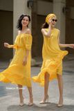  Krixi Dress - Đầm xô lụa sát nách vàng D52 