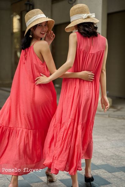  Willa Dress - Đầm lụa cổ yếm cột dây sau LA24 