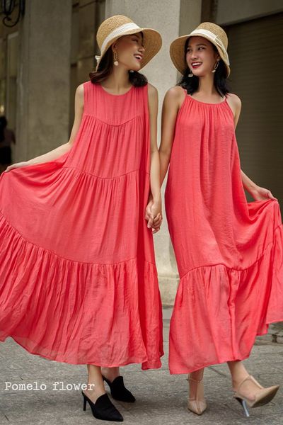  Elsa Dress - Đầm xô lụa sát nách 4 tầng D189 D190 