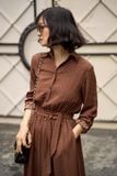  Avianna Dress - Đầm sơ mi chấm bi nâu D188 