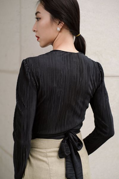  Lucille Shirt - Áo dập ly đen A27 