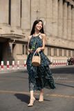  Đầm cổ yếm cột 3 tầng - in hoa D676 