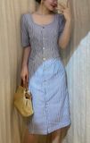  Minhee Dress - Đầm Kẻ Sọc Tay Ngắn 