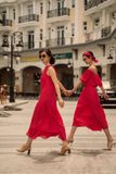  Macie Dress - Đầm xô lụa sát nách đỏ D48 