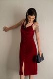  Velvet Dress - Đầm 2 dây nhung nút bọc D259 