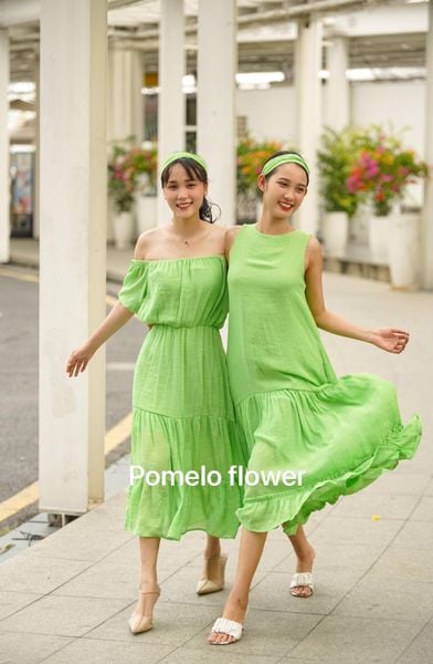  Ana Dress - Đầm xô lụa sát nách xanh lá D46 