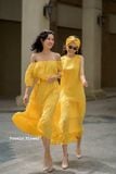  Krixi Dress - Đầm xô lụa trễ vai vàng D65 