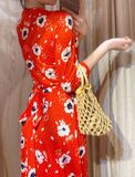  Alexandria Dress - Đầm đỏ hoa trắng D185 