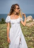  Natalia Dress - Đầm linen xẻ, tay phồng, cột dây ngực D031 