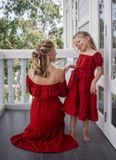  Elle Dress - Đầm trễ vai xô lụa trẻ em B17 