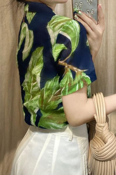  Áo sơ mi linen họa tiết lá A62 