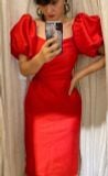  Elaina Dress - Đầm tafta tay phồng giả đắp vạt D94 