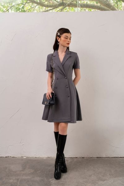  Macy Dress - Đầm đắp vạt 6 cúc tay ngắn D559 