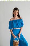  Phoebe Set - Set áo trễ vai croptop & quần ống rộng S24 