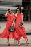  Harlow Dress - Đầm xô lụa sát nách cam D51 