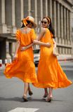  Harlow Dress - Đầm xô lụa trễ vai cam D63 