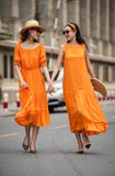  Harlow Dress - Đầm xô lụa trễ vai cam D63 