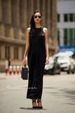  Gracelynn Dress - Đầm dập ly đen cổ bèo D157 