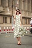  Amaya Dress - Đầm sát nách xô lụa chấm bi lớn - D617 