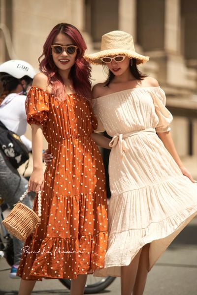  Hayley Dress - Đầm xô lụa trễ vai chấm bi - D612 
