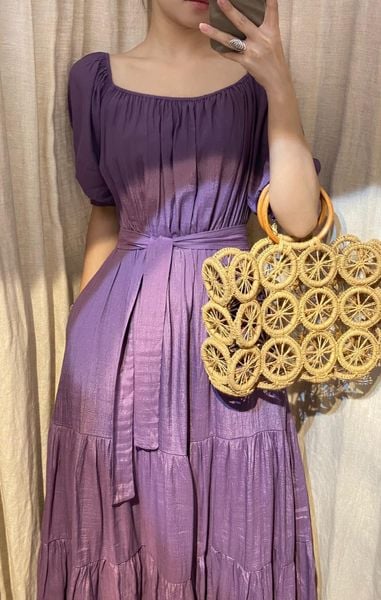  Emily Dress - Đầm xô lụa trễ vai tím D067 D068 D526 D527 