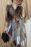  Melina Dress - Đầm voan in hoa có cúc - D01 