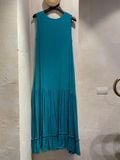  Angela Dress - Đầm xô lụa sát nách xanh biển D45 