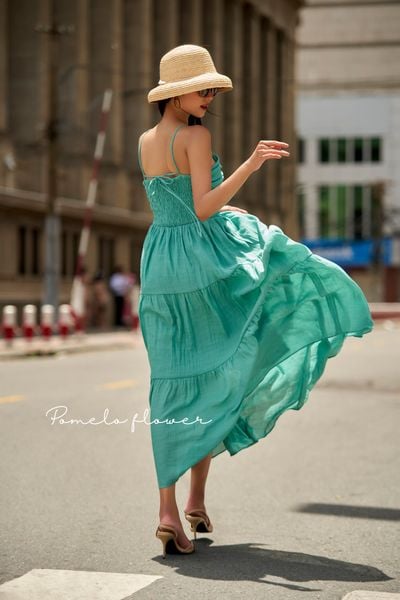  Đầm maxi 2 dây chun sau lưng - D687 