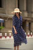  Melina Dress - Đầm voan in hoa có cúc - D01 