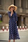  Melina Dress - Đầm voan in hoa có cúc - D01 