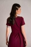 Bordeaux victoria dress - Đầm chữ A tay ngắn - POQ79 