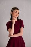  Bordeaux victoria dress - Đầm chữ A tay ngắn - POQ79 