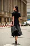  Megan Dress - Đầm công sở cổ V tay phồng - D750 
