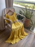  Winnie Dress - Đầm xô lụa trễ vai vàng chanh - D610 
