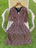  Melina Dress - Đầm voan in hoa có cúc - D01 