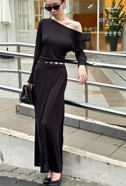  Lealia Dress - Đầm Lệch Vai Tay Dài D998 