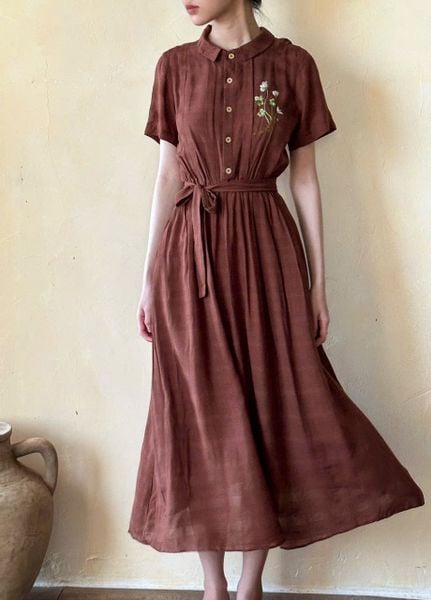  Nami Dress - Đầm Cổ Sen Thêu Tay E79 