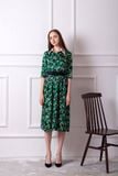  Stephanie Dress - Đầm lụa hoa nền xanh cổ váy trắng D378 