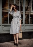  Marlee Dress - Đầm kẻ xanh cổ vest D380 