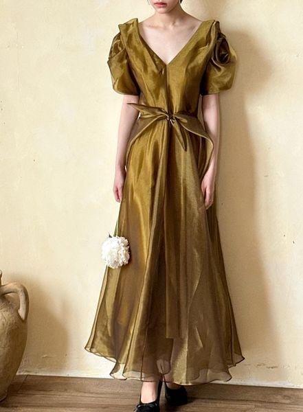  Helena Dress - Đầm Hoa Hồng Tay Phồng Q1013 